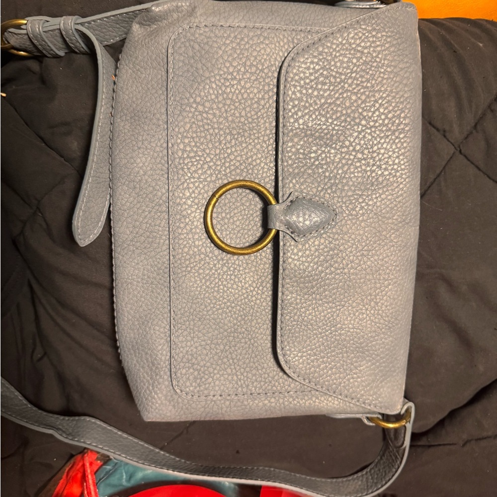 Elegant Gray Leather Crossbody Bag